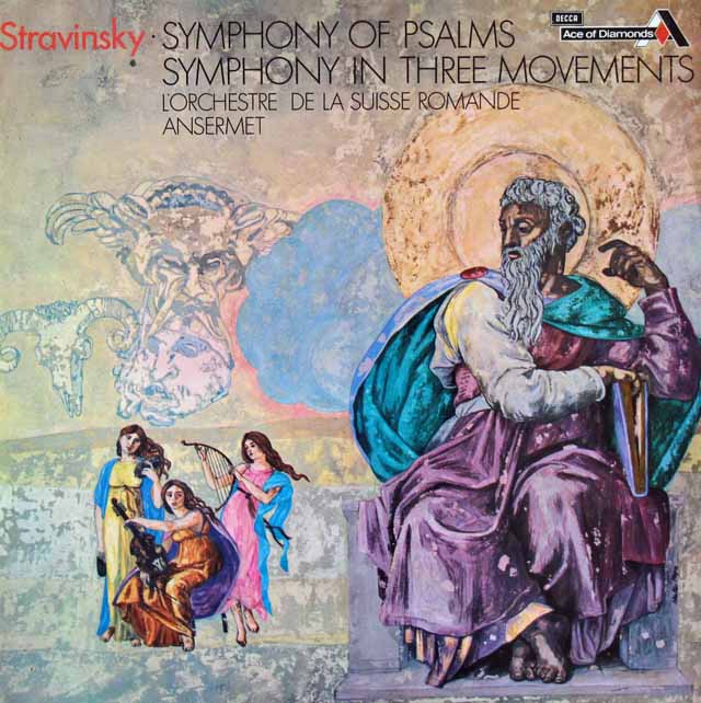 アンセルメのストラヴィンスキー/詩篇交響曲、3楽章の交響曲　英Ace of Diamonds(DECCA)　3499　LP レコード
