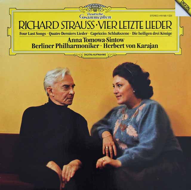 トモワ=シントウ、カラヤンのR.シュトラウス/「4つの最後の歌」ほか　独DGG　3631　LP レコード