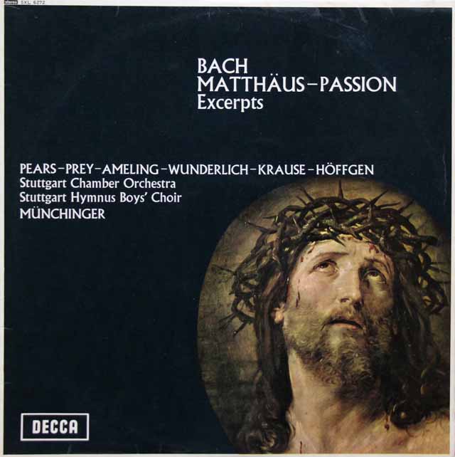 ミュンヒンガーのバッハ/「マタイ受難曲」抜粋　英DECCA　3005　LP レコード