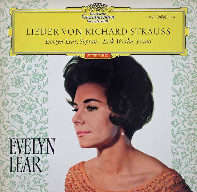 【赤ステレオ、独最初期盤】　リアーのR.シュトラウス/歌曲集　独DGG　3734　LP レコード