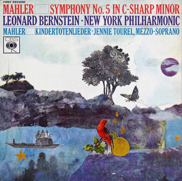 【直筆サイン入り】　バーンスタインのマーラー/交響曲第5番ほか　英CBS　3399　LP レコード