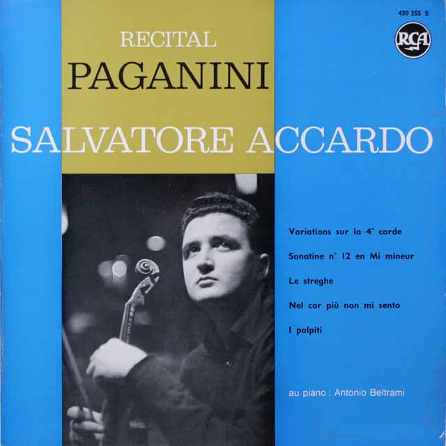 アッカルドのパガニーニ/ヴァイオリン曲集　仏RCA　モノラル　3333　LP レコード