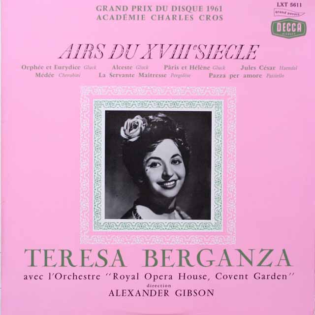 ベルガンサの「18世紀のアリア集」　仏DECCA　モノラル　2617　LP レコード