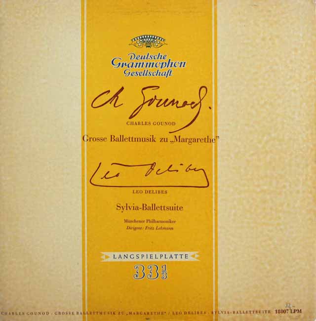 【オリジナル盤】　レーマンのグノー/「ファウスト」のバレエ音楽ほか　独DGG　3498　LP レコード