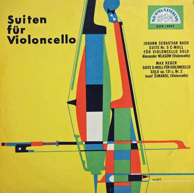 ヴラショフ、シマンドルのバッハ、レーガー/チェロ組曲集　チェコスロヴァキアSUPRAPHON　3734　LP レコード