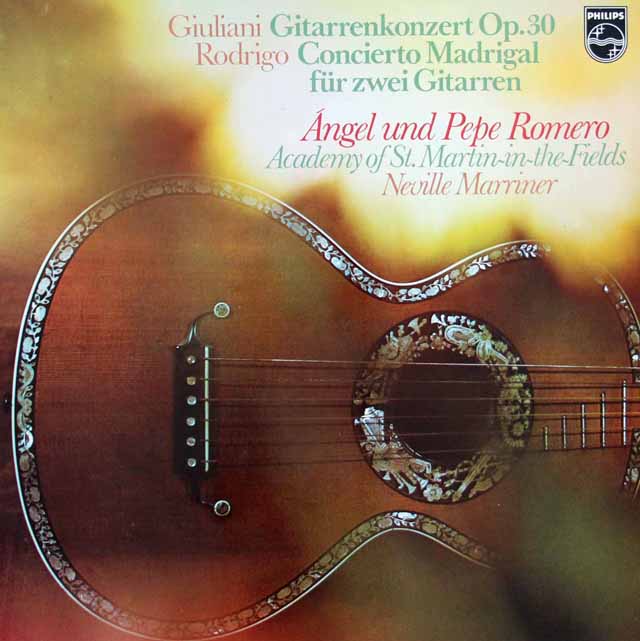アンヘル&ペペ・ロメロのロドリーゴ/のモーツァルト/2台のギターと管弦楽のための「マドリガル協奏曲」ほか　蘭PHILIPS　3033　LP レコード