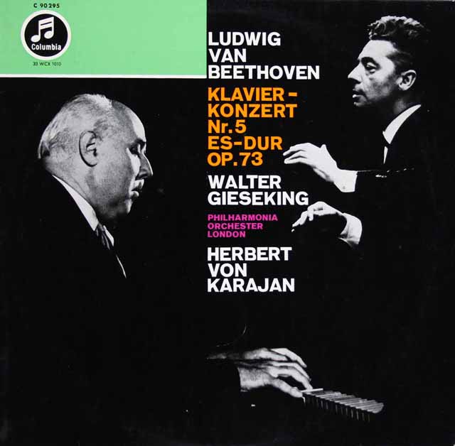 ギーゼキング、カラヤンのベートーヴェン/ピアノ協奏曲第5番「皇帝」　独Columbia　3734　LP レコード