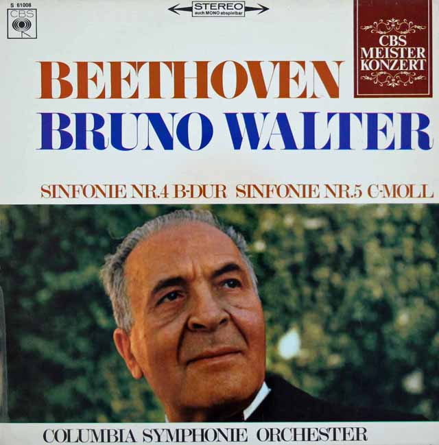 ワルターのベートーヴェン/交響曲第4&5番「運命」　蘭CBS　3035　LP レコード