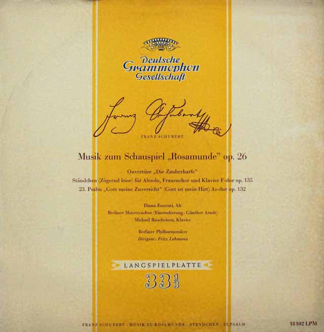 【最初期プレス】　レーマンのシューベルト/「ロザムンデ」の音楽ほか　独DGG　3285　LP レコード