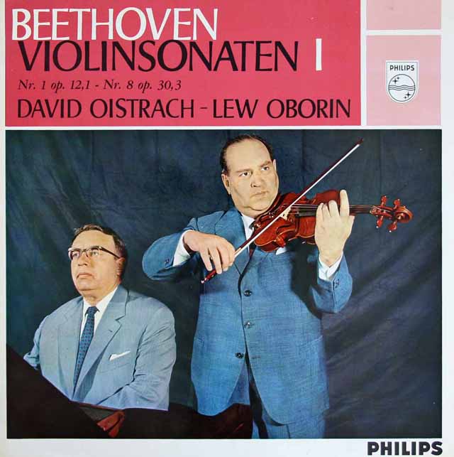 オイストラフ、オボーリンのベートーヴェン/ヴァイオリンソナタ第1、8番　蘭PHILIPS　3594　LP レコード
