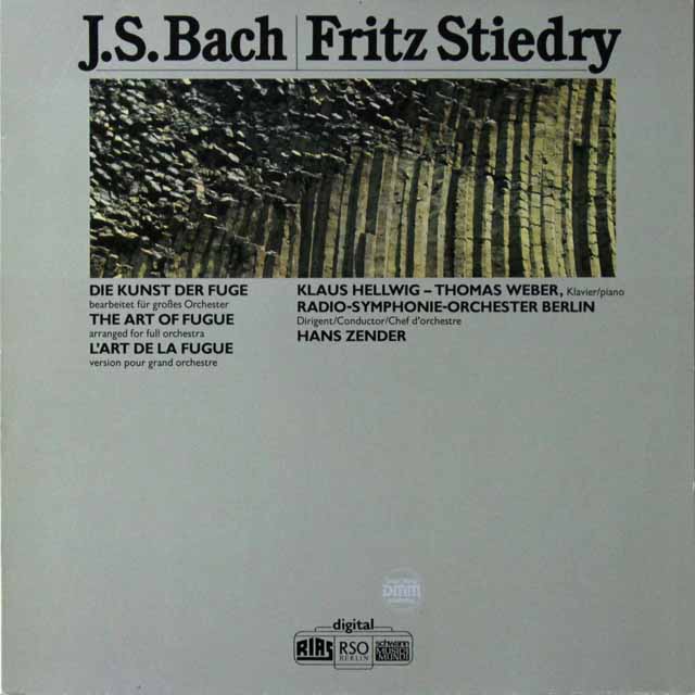 ツェンダーのバッハ/シュティードリー編/フーガの技法　独schwann　3292　LP レコード