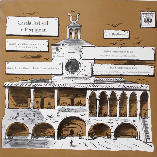 カザルス、ゼルキンのベートーヴェン/チェロソナタ第2番ほか　独CBS　モノラル　3798　LP レコード