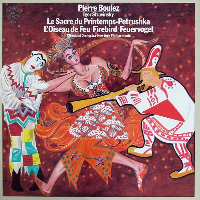 【直筆サイン入り】　ブーレーズのストラヴィンスキー/「火の鳥」「春の祭典」「ペトルーシュカ」　独CBS　3219　LP レコード