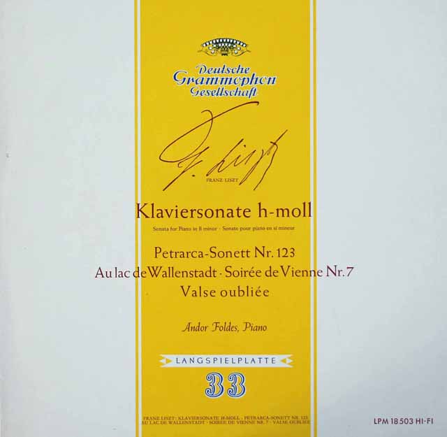 フォルデスのリスト/ピアノソナタ ロ短調ほか　独DGG　3703　LP レコード