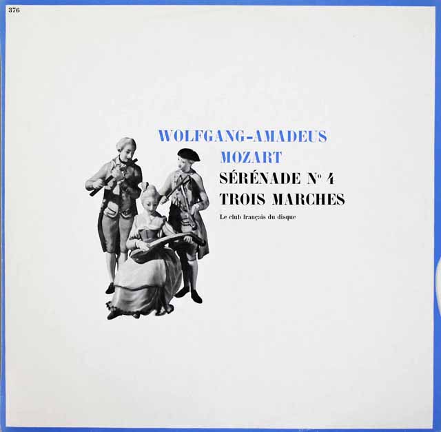 リステンパルトのモーツァルト/セレナーデ第4番ほか　仏CF　3392　LP レコード