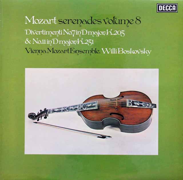 【オリジナル盤】　ボスコフスキーのモーツァルト/ディヴェルティメントニ長調ほか（セレナーデ集　第8巻）　英DECCA　3010　LP レコード