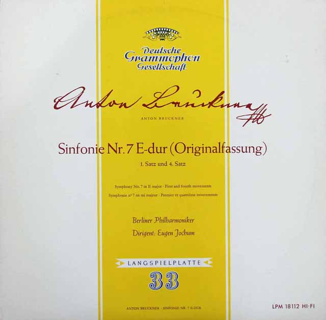 ヨッフムのブルックナー/交響曲第7番　独DGG　3281　LP レコード