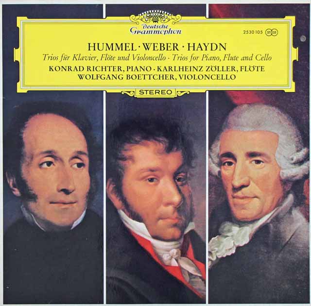 コンラート・リヒター、ツェラー、ベッチャーのフンメル、ウェーバー、ハイドン/三重奏曲集　独DGG　3622　LP レコード