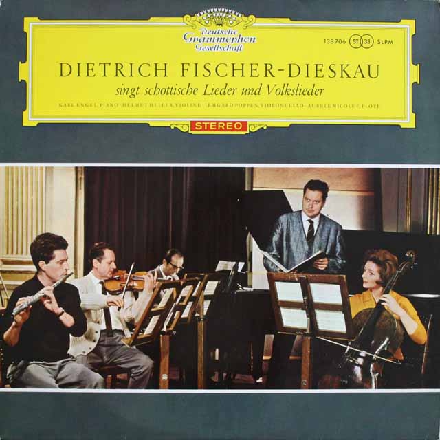 【赤ステレオ、独最初期盤】　フィッシャー=ディースカウのハイドン、ベートーヴェン、ウェーバー/スコットランドの歌と民謡　独DGG　3698　LP レコード