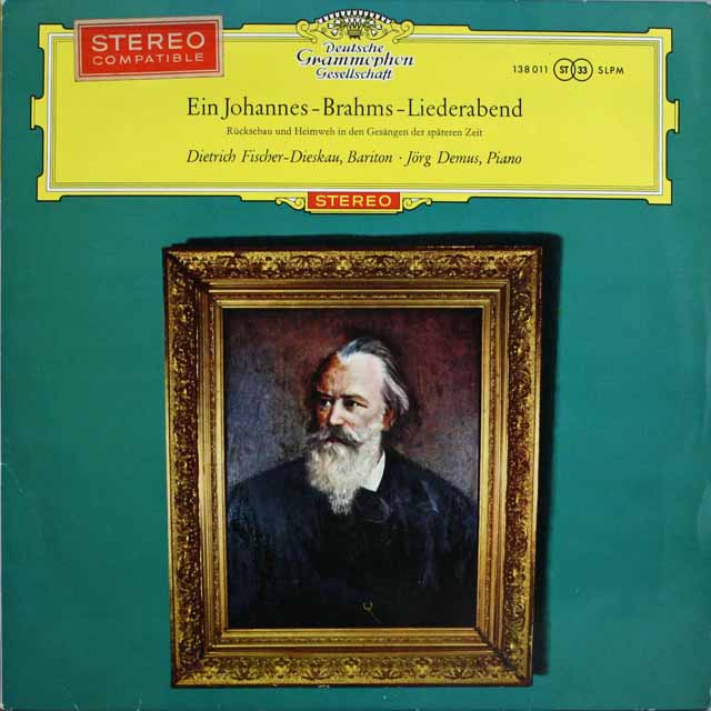 【赤ステレオ/独最初期盤】　フィッシャー=ディースカウのブラームス/歌曲集　独DGG　3231