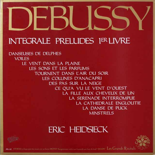 ハイドシェックのドビュッシー/前奏曲集第1巻　仏Cassiopee　3409　LP レコード