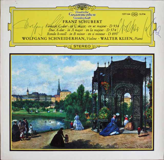 【直筆サイン入り】　シュナイダーハン&クリーンのシューベルト/幻想曲ほか　独DGG　3229　LP レコード