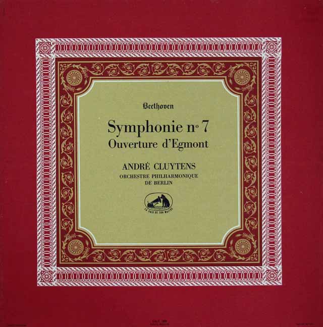 クリュイタンスのベートーヴェン/交響曲第7番&「エグモント」序曲　仏EMI(VSM)　3294　LP レコード