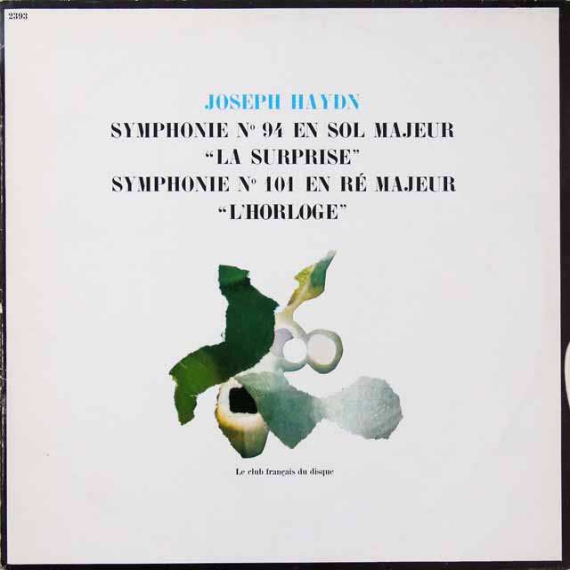 リステンパルトのハイドン/交響曲第94番「驚愕」&第101番「時計」　仏le club francais   2714　LP レコード