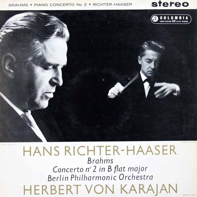 【オリジナル盤】　リヒター=ハーザー&カラヤンのブラームス/ピアノ協奏曲第2番　英Columbia　3029　LP レコード