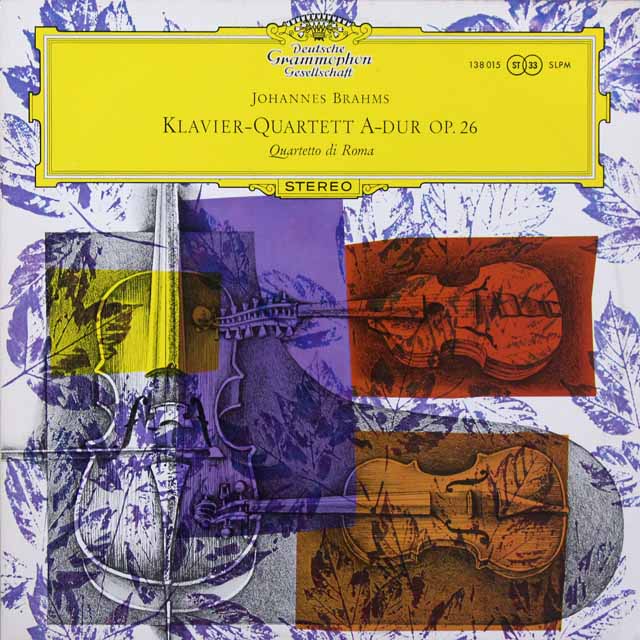 【独最初期盤】　ローマ四重奏団のブラームス/ピアノ四重奏曲第2番　独DGG　3601　LP レコード