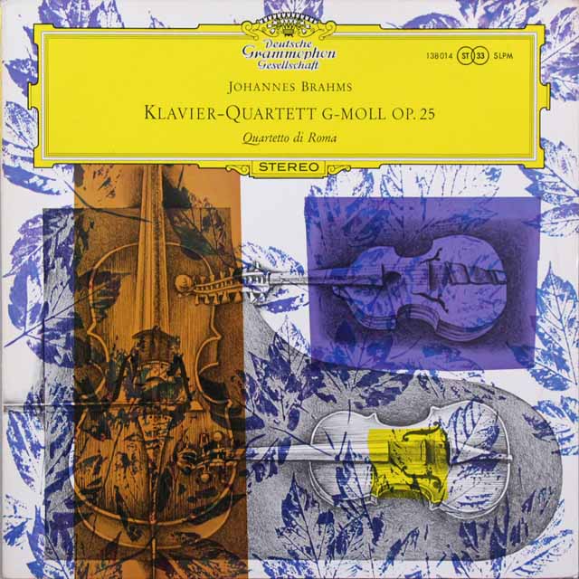 【独最初期盤】　ローマ四重奏団のブラームス/ピアノ四重奏曲第1番　独DGG　3601　LP レコード