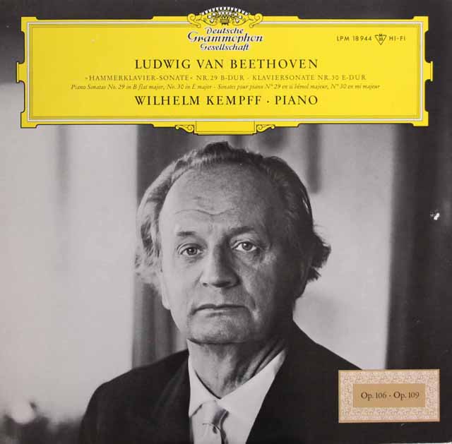 【モノラル】　ケンプのベートーヴェン/ピアノソナタ第29番「ハンマー・クラヴィーア」&第30番　独DGG　2995　LP レコード