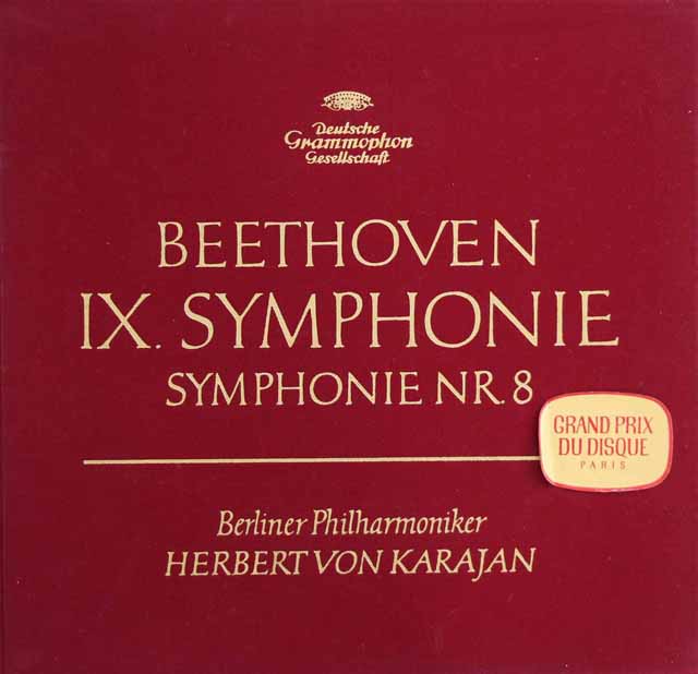 【モノラル】　カラヤンのベートーヴェン/交響曲第8&9番「合唱付き」　独DGG　2995　LP レコード