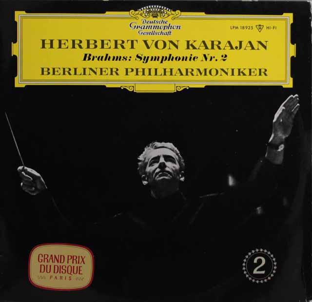 【モノラル】　カラヤンのブラームス/交響曲第2番　独DGG　2995　LP レコード