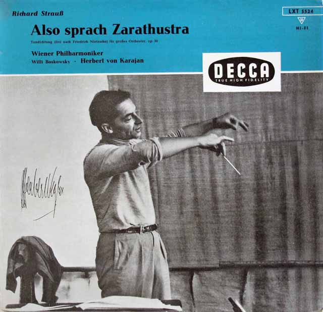 【モノラル】カラヤンのR.シュトラウス/交響詩「ツァラトゥストラはかく語りき」　独DECCA　2995　LP レコード