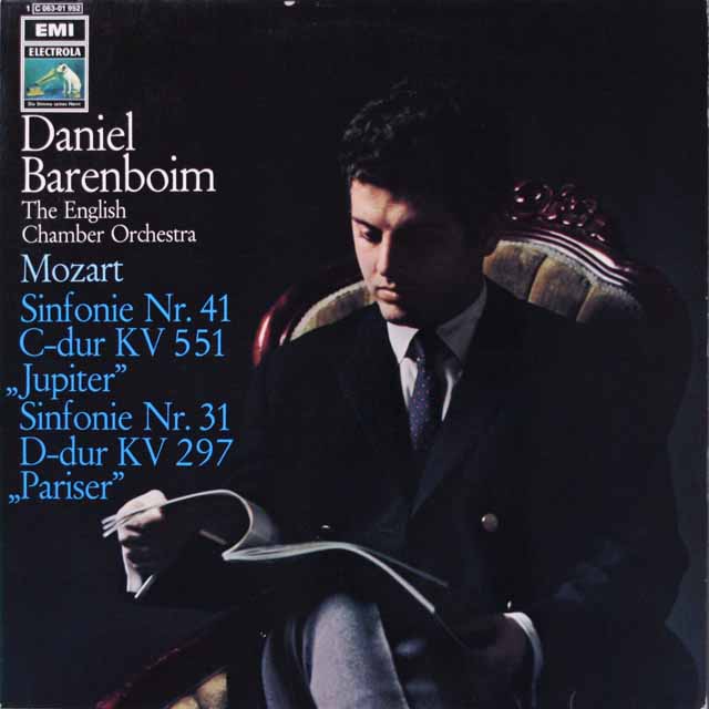 バレンボイムのモーツァルト/交響曲第41番「ジュピター」、第31番「パリ」　独EMI　3898　LP レコード