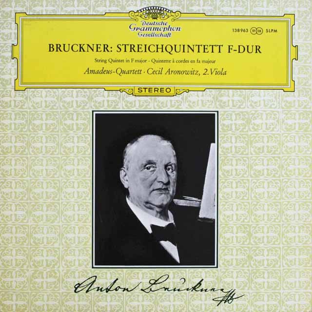 アマデウス四重奏団&アロノヴィッツのブルックナー/弦楽五重奏曲　独DGG　3232　LP レコード