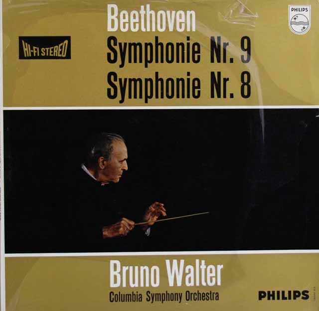 【オリジナル盤】ワルターのベートーヴェン/交響曲第9&8番　蘭PHILIPS　3001　LP レコード