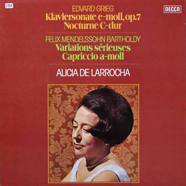 ラローチャのグリーグ&メンデルスゾーン/ピアノ作品集　独DECCA　3291　LP レコード