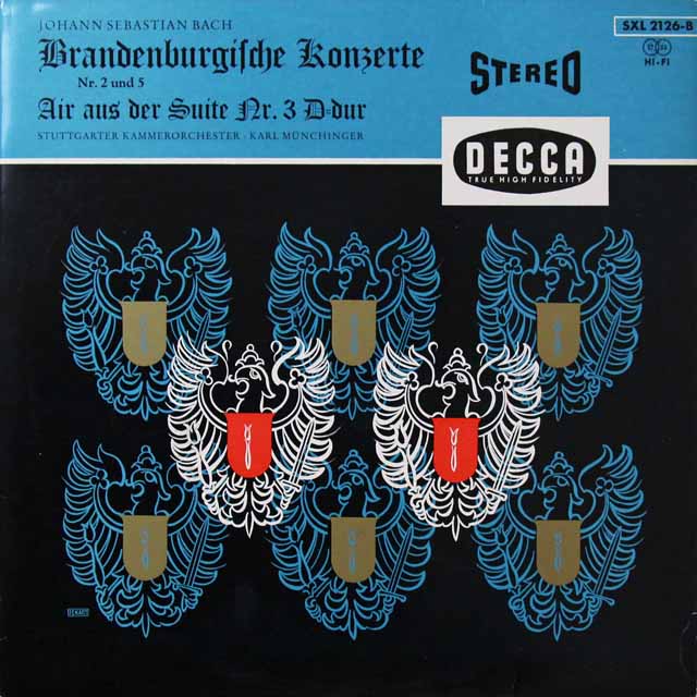 ミュンヒンガーのバッハ/ブランデンブルク協奏曲第2&5番　独DECCA　2709　LP レコード