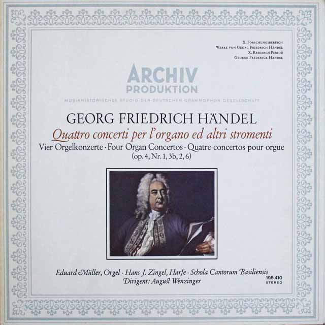 ミューラー&ヴェンツィンガーのヘンデル/オルガン協奏曲集　独ARCHIV　3230　LP レコード