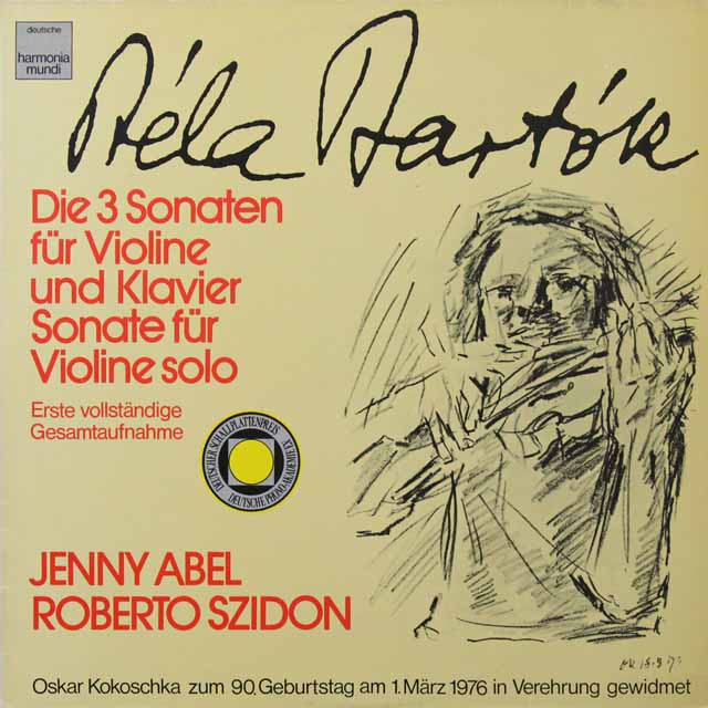 アベル、シドンのバルトーク/ヴァイオリンソナタ集　独HM　3603　LP レコード