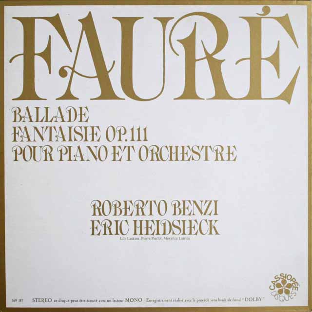 ハイドシェックのフォーレ/幻想曲&バラード　仏CASSIOPEE　3305　LP レコード