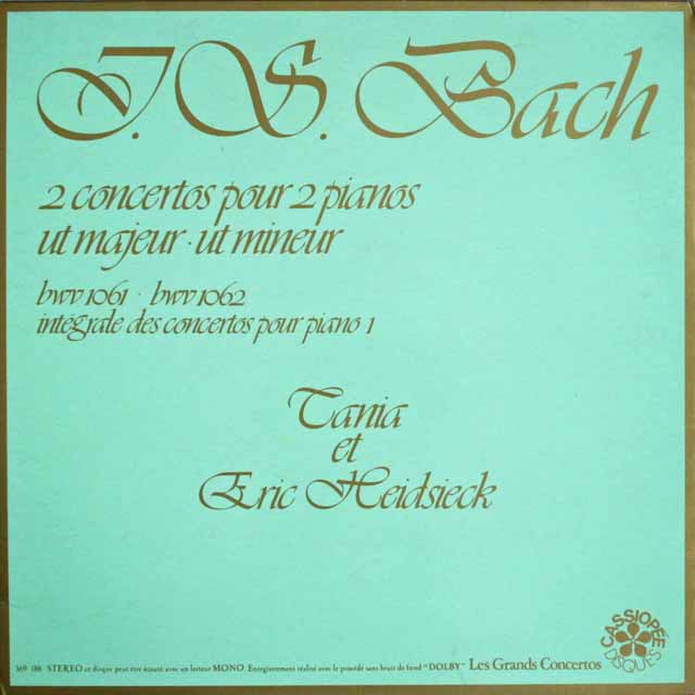 ハイドシェック夫妻のバッハ/2台のピアノの為の協奏曲　仏CASSIOPEE　3810　LP レコード
