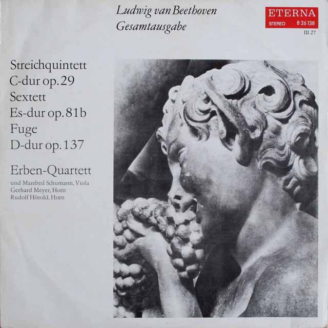 エルベン四重奏団ほかのベートーヴェン/弦楽五重奏曲ほか　独ETERNA　3810　LP レコード