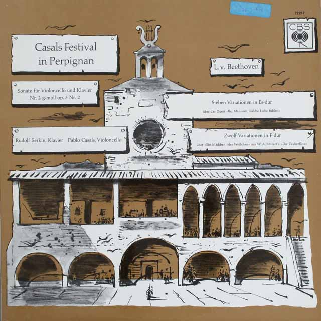 カザルス、ゼルキンのベートーヴェン/チェロソナタ第2番ほか　独CBS　3813　LP レコード