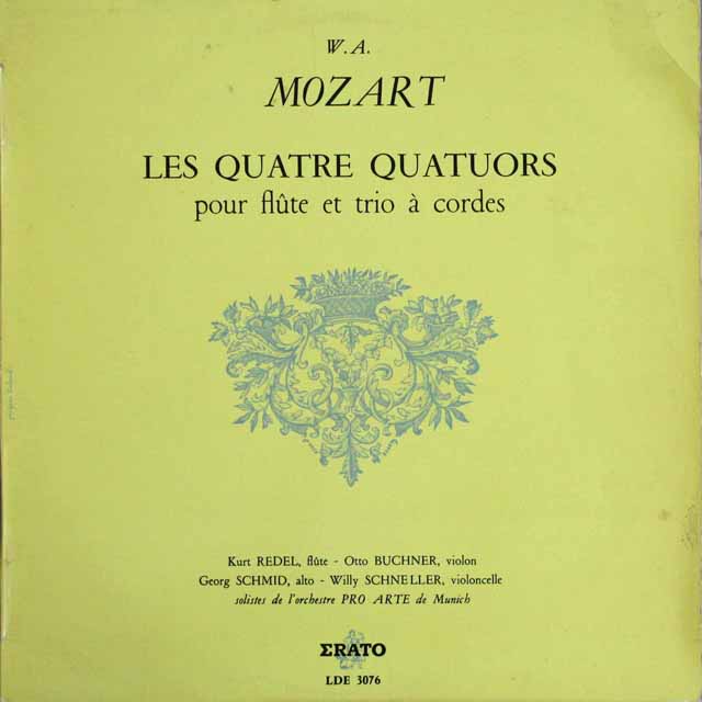 レーデルのモーツァルト/フルート四重奏曲 　仏ERATO    2537　LP レコード