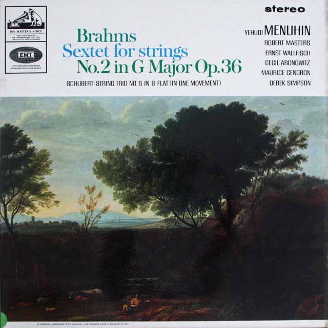 メニューインらのブラームス/弦楽六重奏曲第2番 　英EMI　  2537　LP レコード