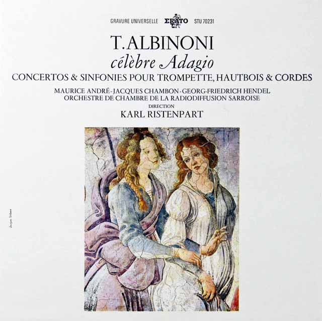リステンパルト、アンドレらのアルビノーニ/「アダージョ」、トランペット協奏曲ほか　仏ERATO　3518　LP レコード