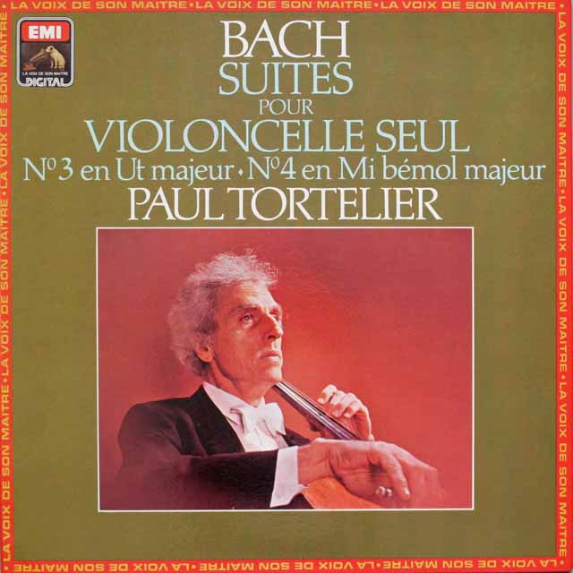 トルトゥリエのバッハ/無伴奏チェロ組曲第3番、第4番    仏EMI(VSM)　  2548　LP レコード